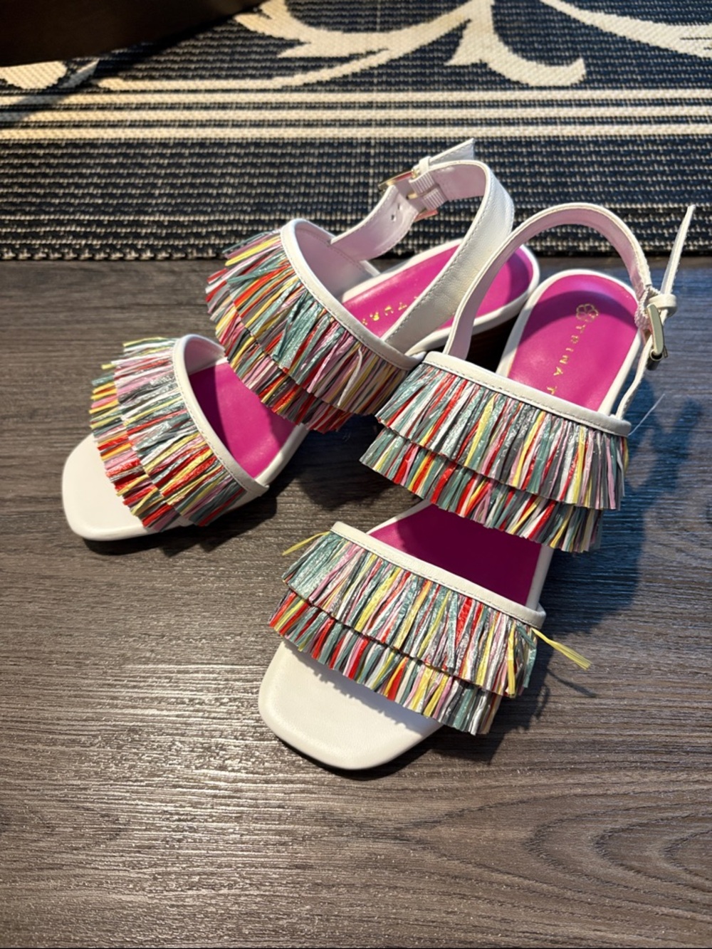 NWOT Trina Turk Rafia Fringe Sandals - Size 7.5